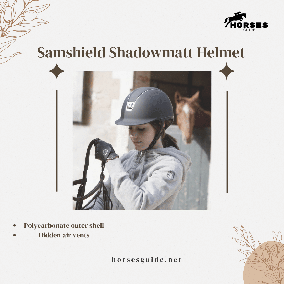 A female rider wearing Samshield Shadowmatt Helmet