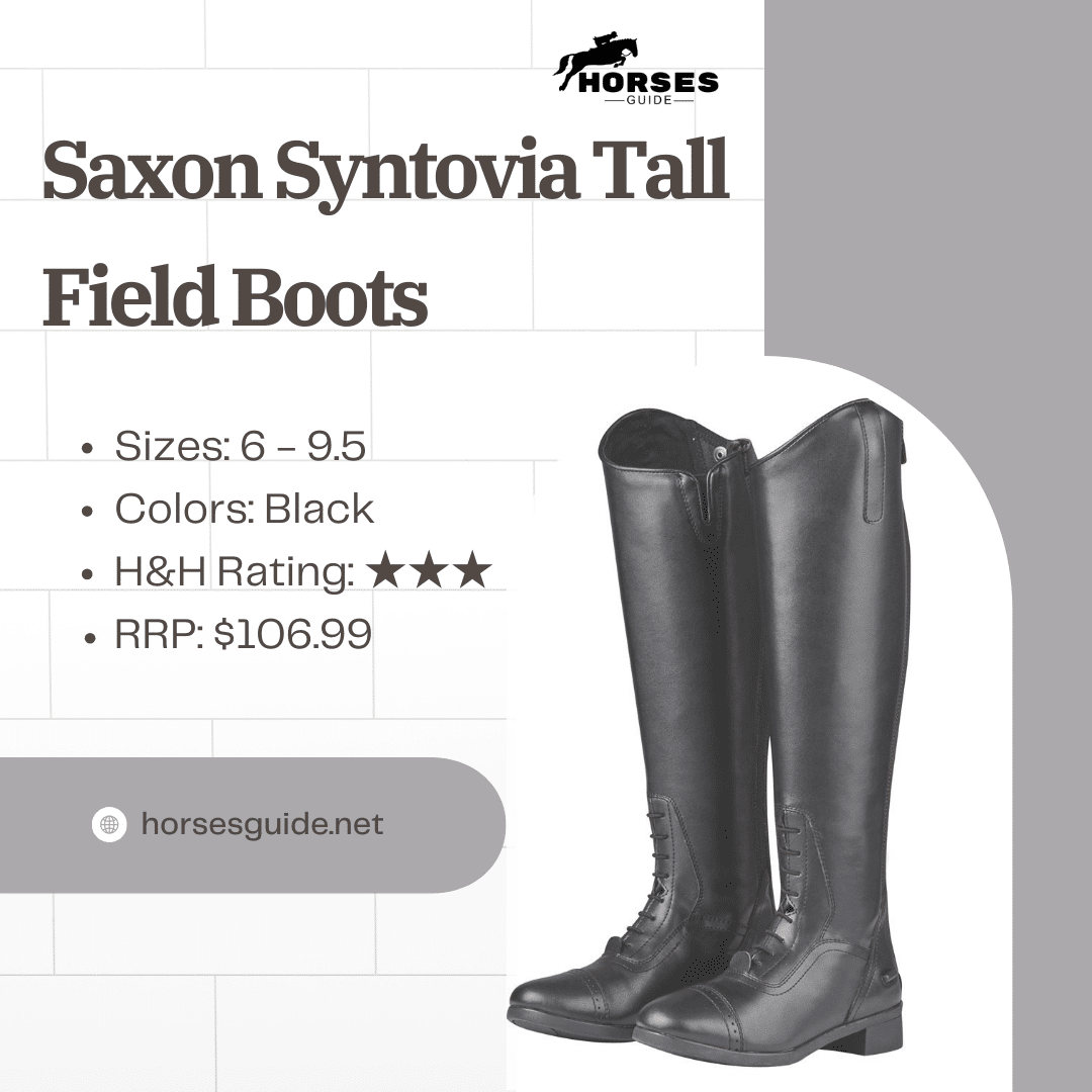 Saxon Syntovia Tall Field Boots on two shades background